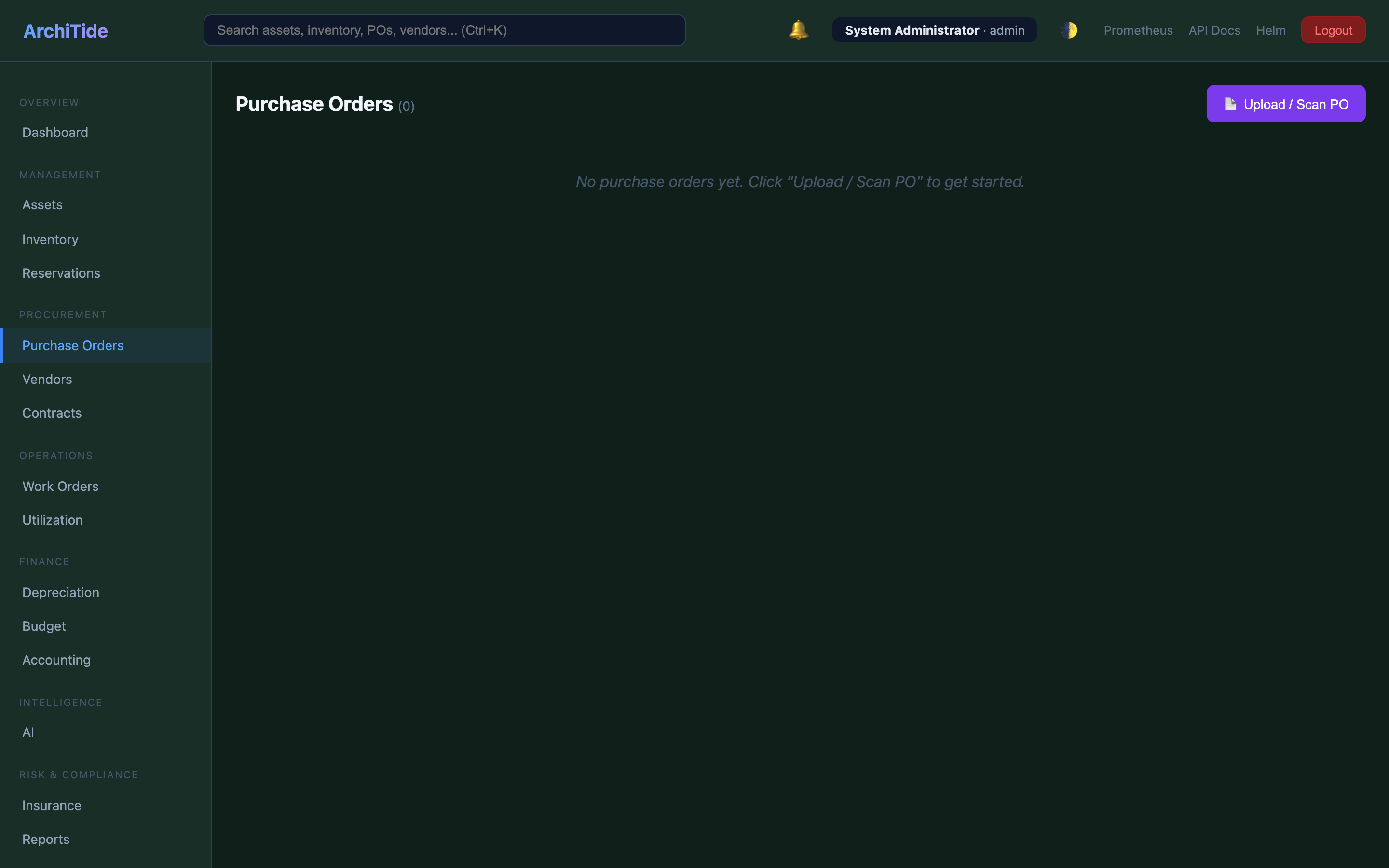 Purchase Orders — Upload, extract, approve, convert to assets