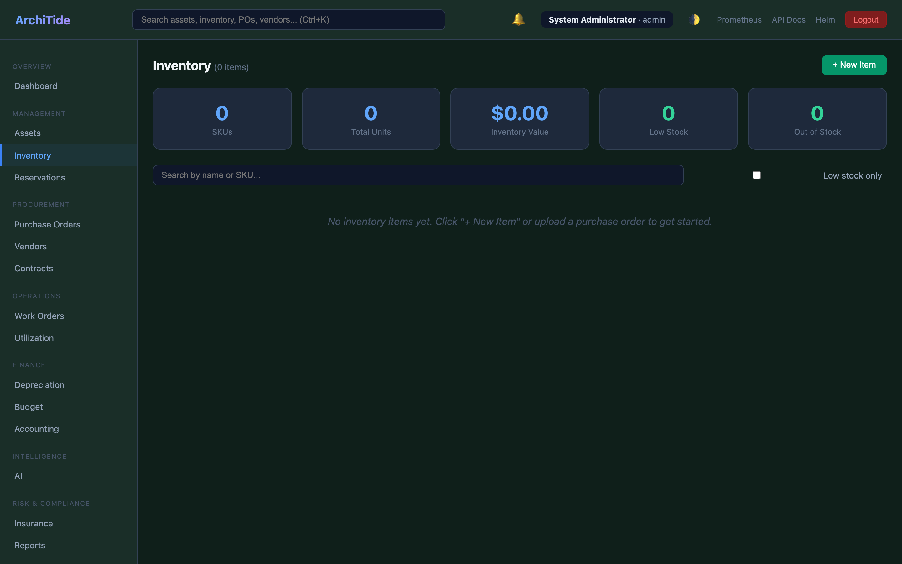 Inventory — Consumables, SKUs, weighted-average costing