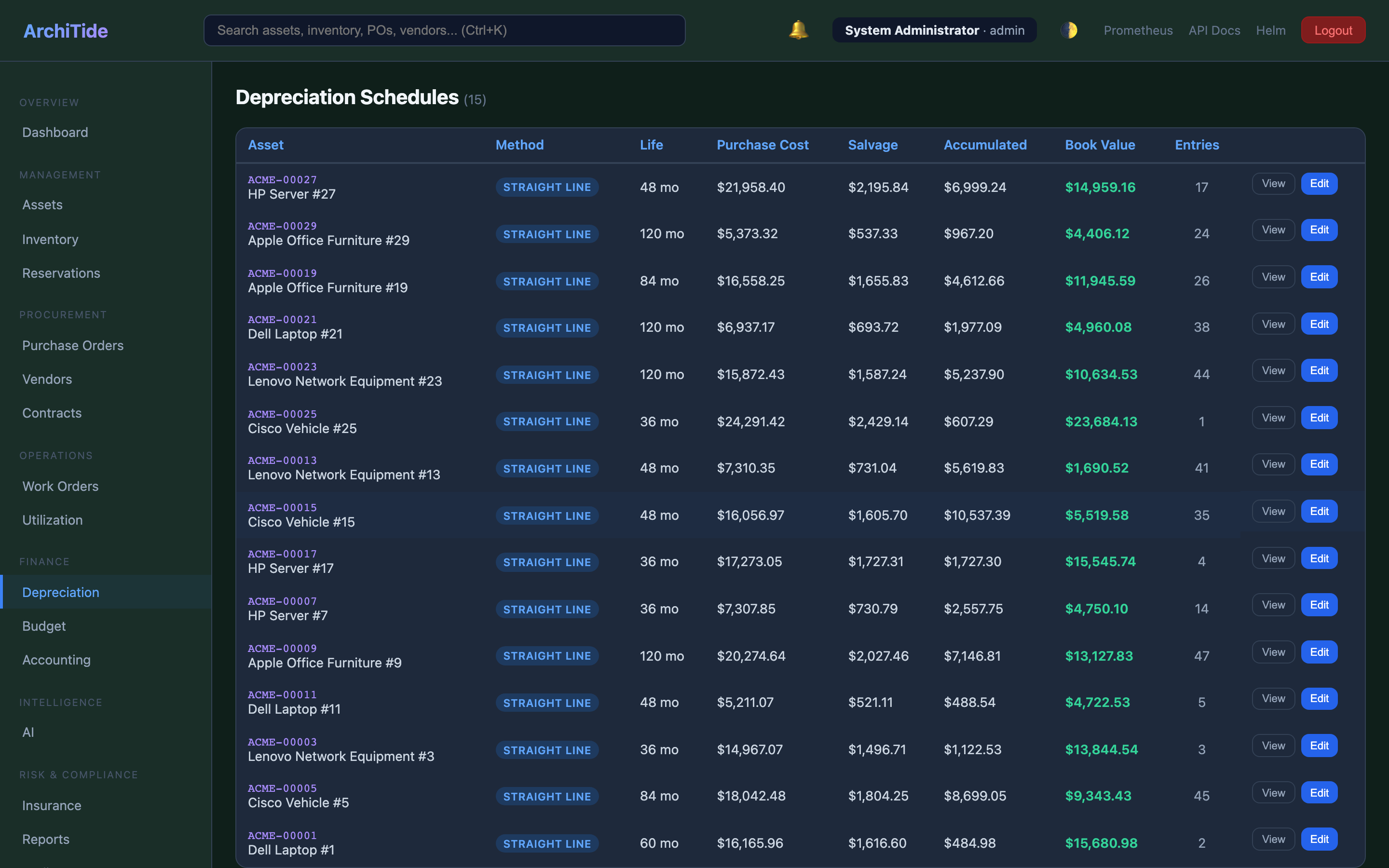 ArchiTide depreciation engine
